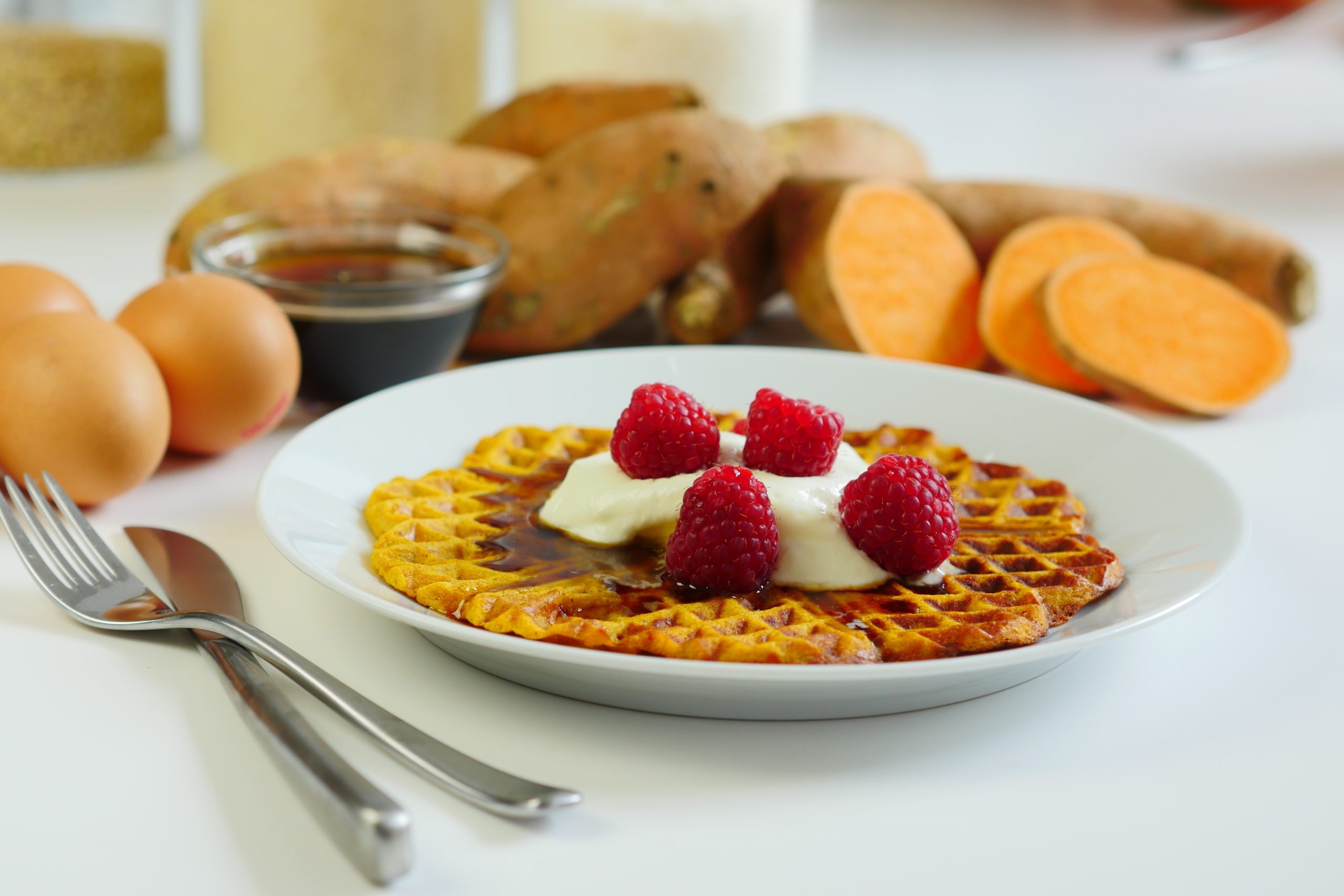 Sweet potato cinnamon waffles
