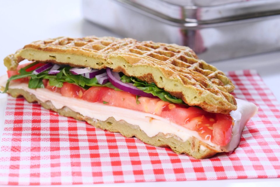 Mature cheese & courgette waffles