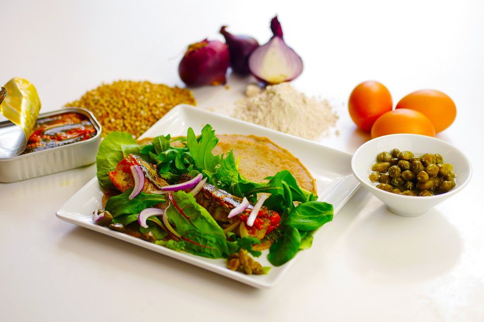 Sardines on greens
