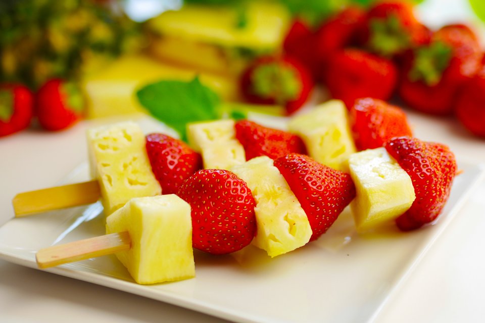 Pineapple & strawberry skewers
